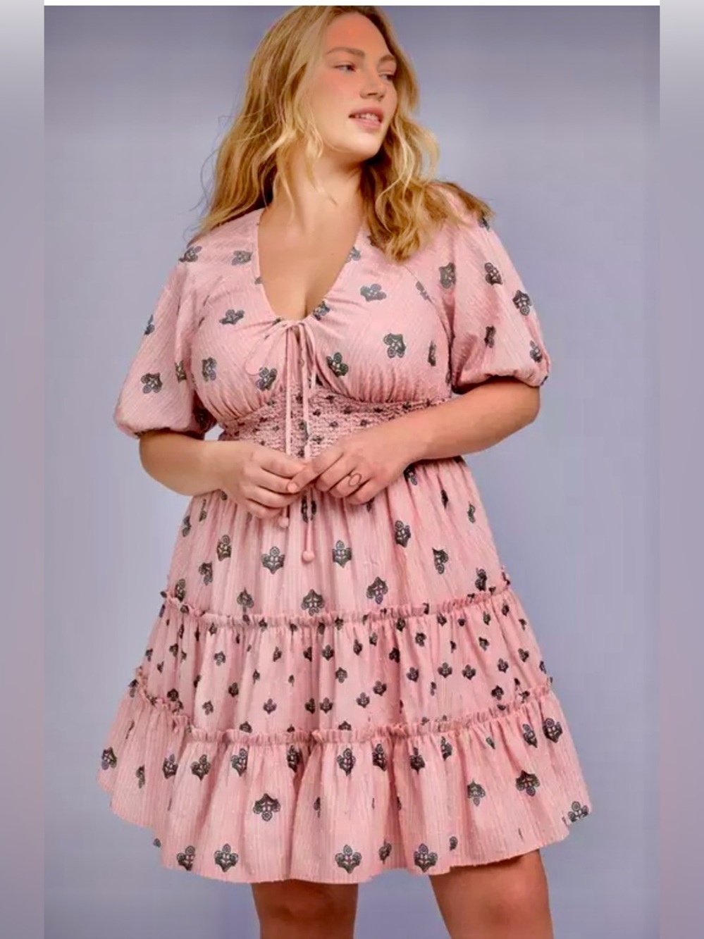 Torrid Pink Smocked Tiered Mini Dress
SIZE 2 = 18/20 *NWT* - Picture 6 of 13